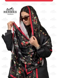 شال ابریشم میله‌ای گل‌دار